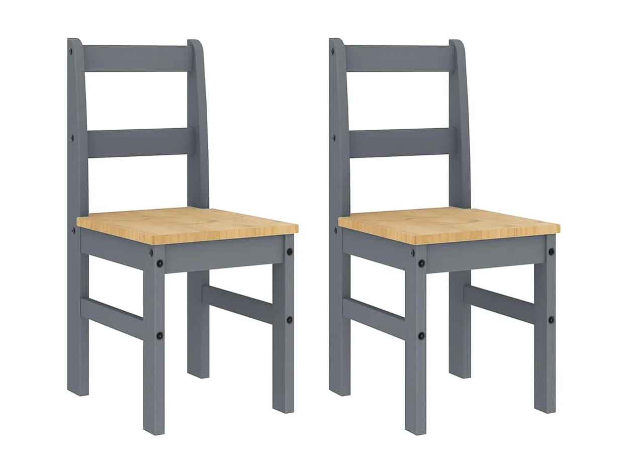 Juego de comedor Panamá de 4 piezas, gris, madera maciza de pino