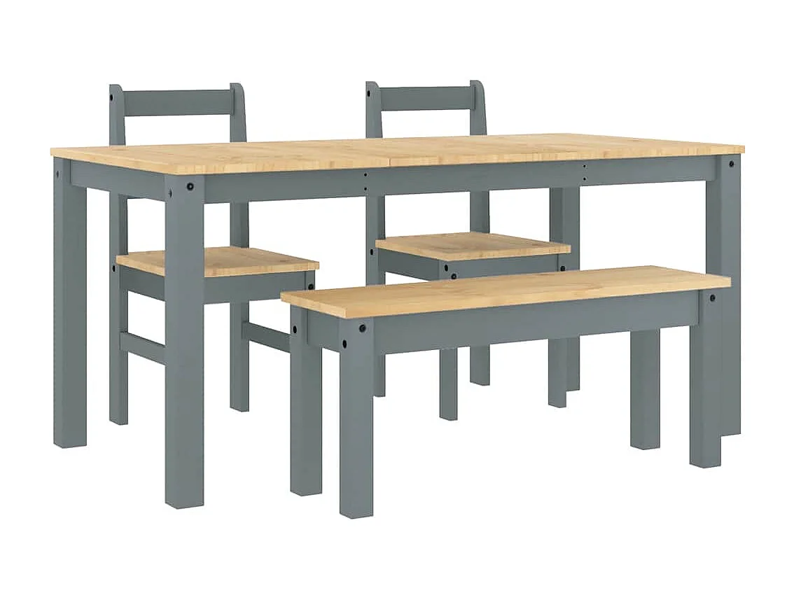 Ensemble à manger Panama 4 pcs gris bois de pin massif