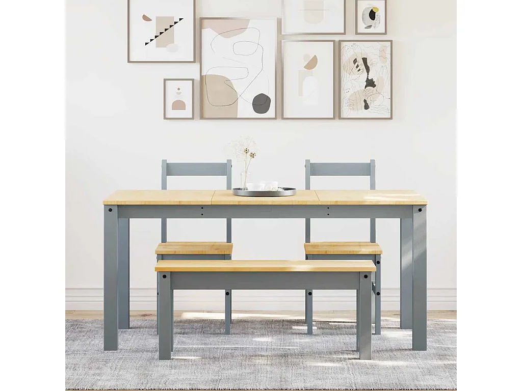 Ensemble à manger Panama 4 pcs gris bois de pin massif