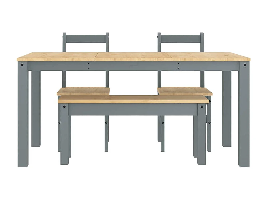 Ensemble à manger Panama 4 pcs gris bois de pin massif