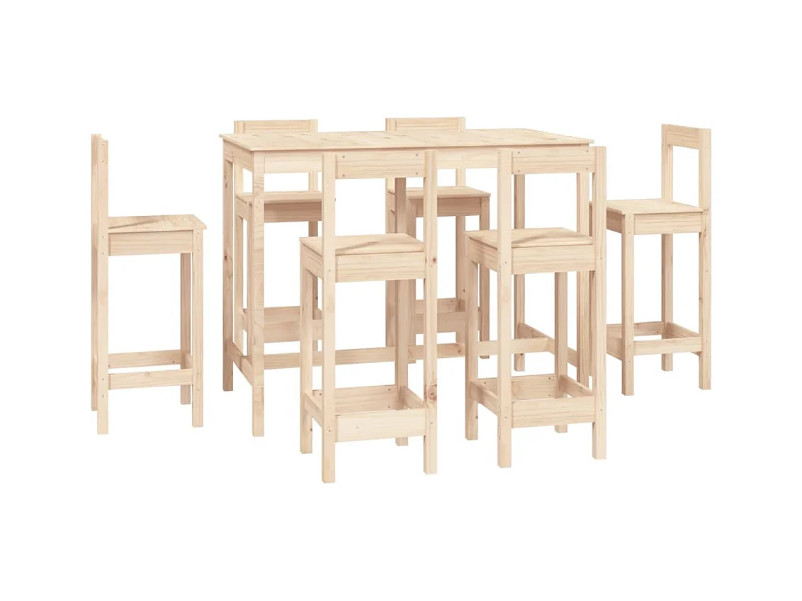 Ensemble de bar 7 pcs Bois de pin massif