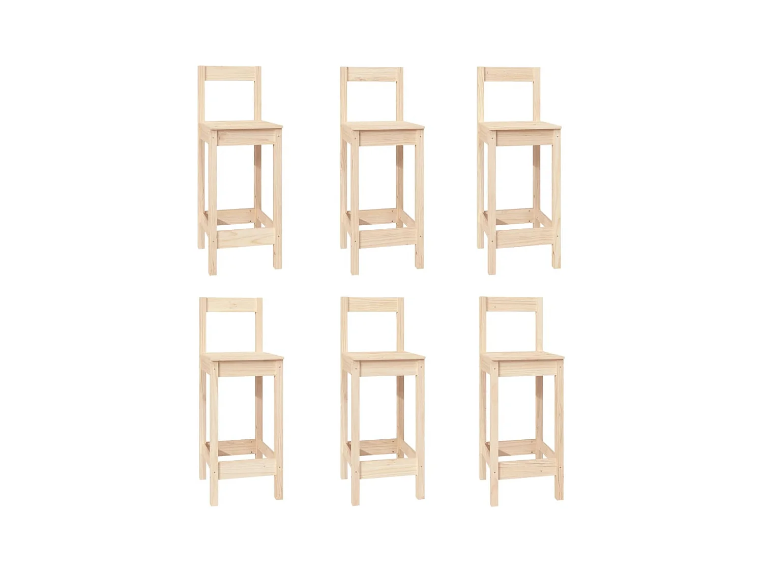 Ensemble de bar 7 pcs Bois de pin massif