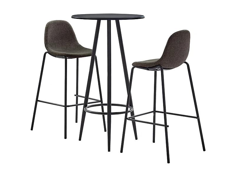 3-delige barset, donkergrijze stof