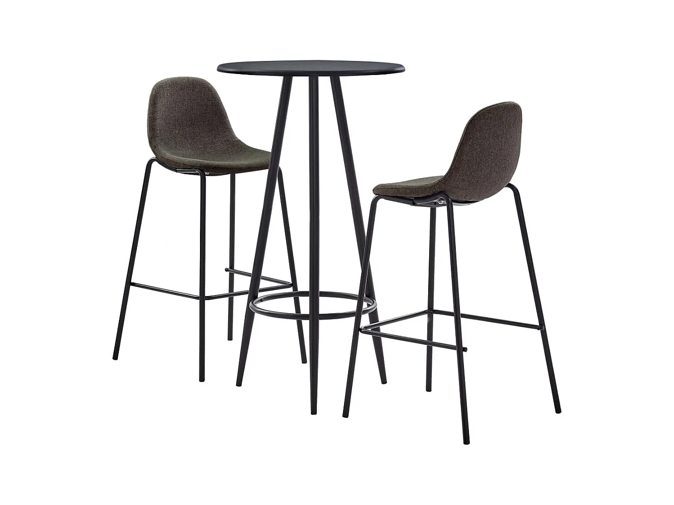 Juego de bar de 3 piezas, tela gris oscuro