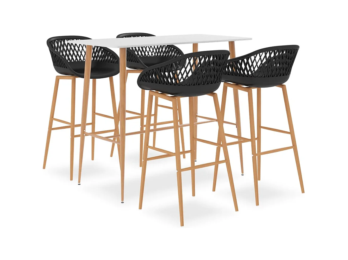 5-delige barset, wit en zwart