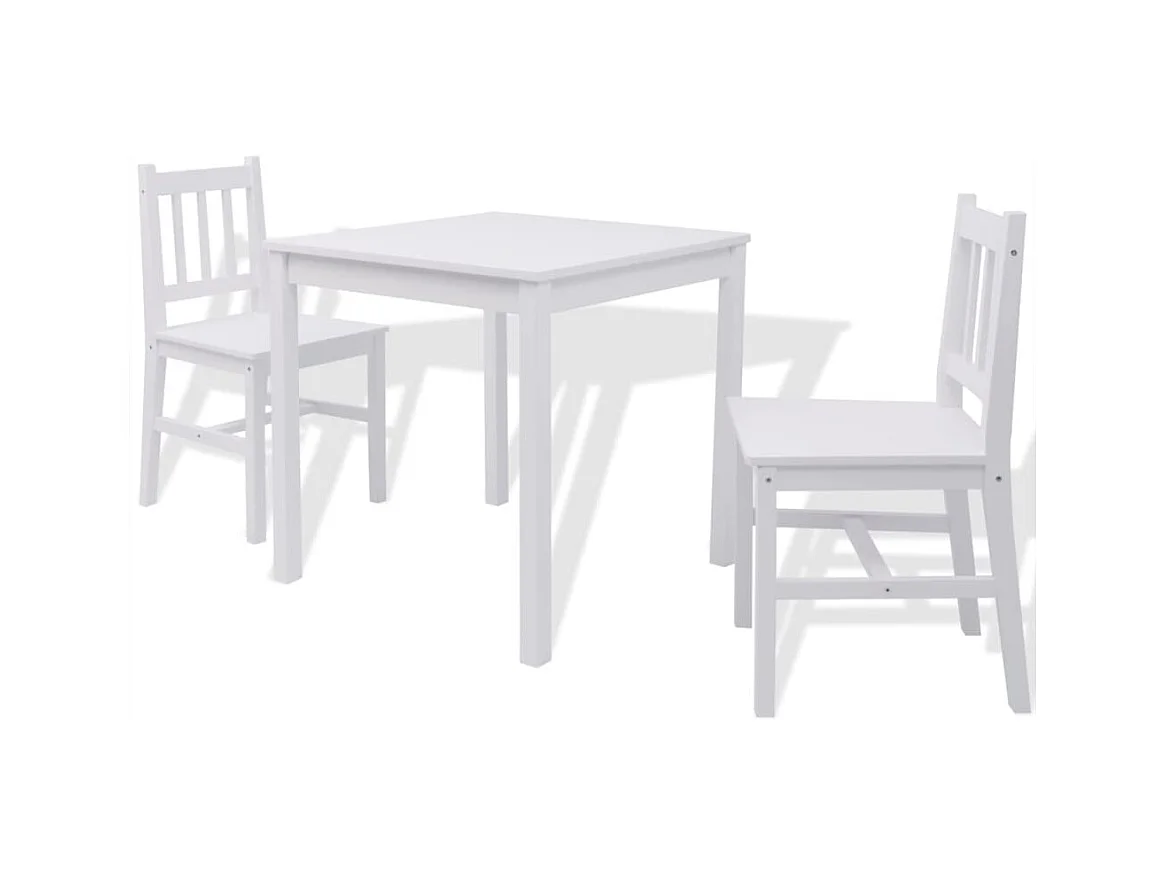 Juego de comedor de tres piezas de madera de pino blanco