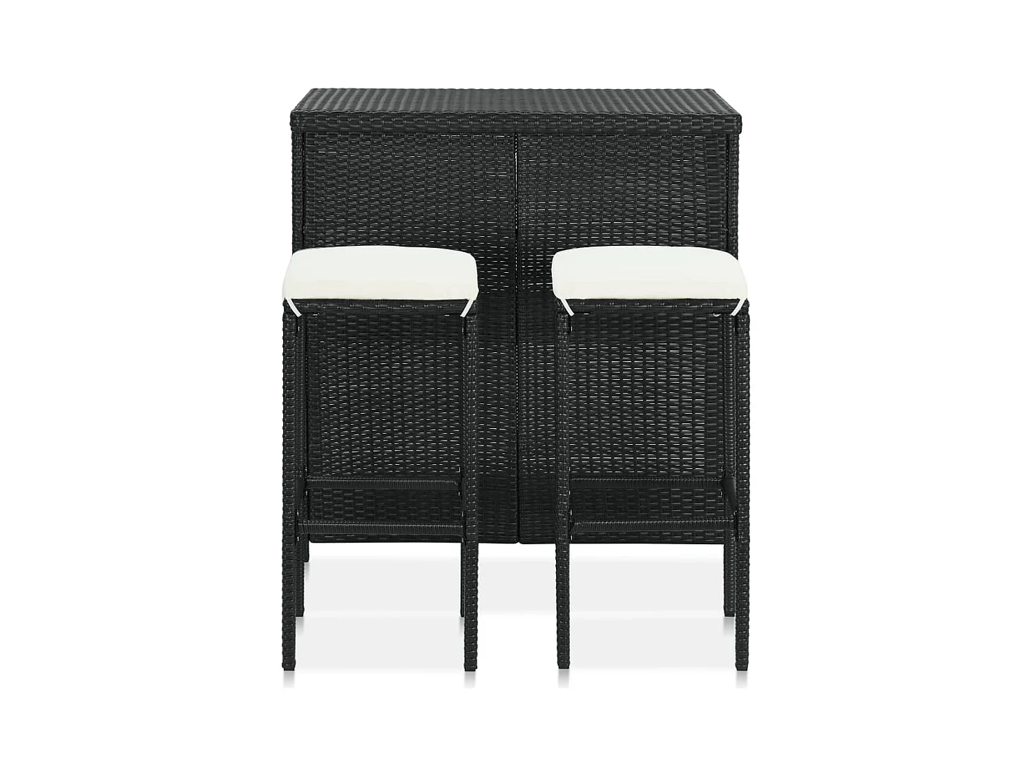 Juego de bar de 3 piezas, resina tejida negra