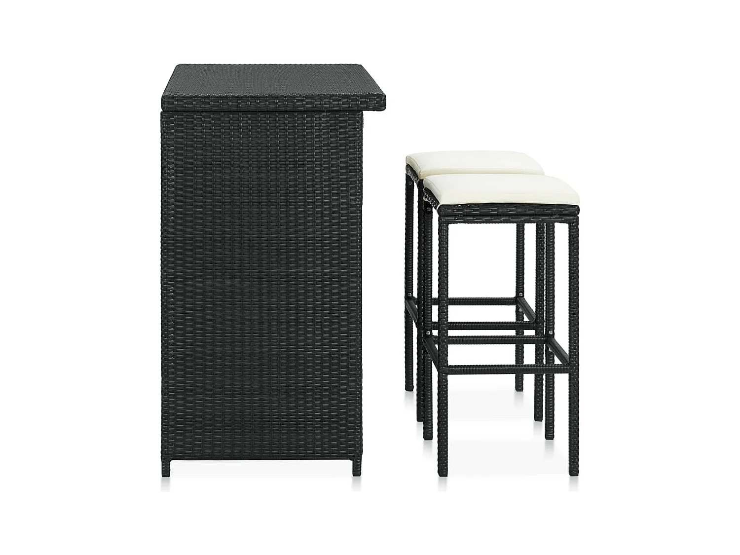 Juego de bar de 3 piezas, resina tejida negra