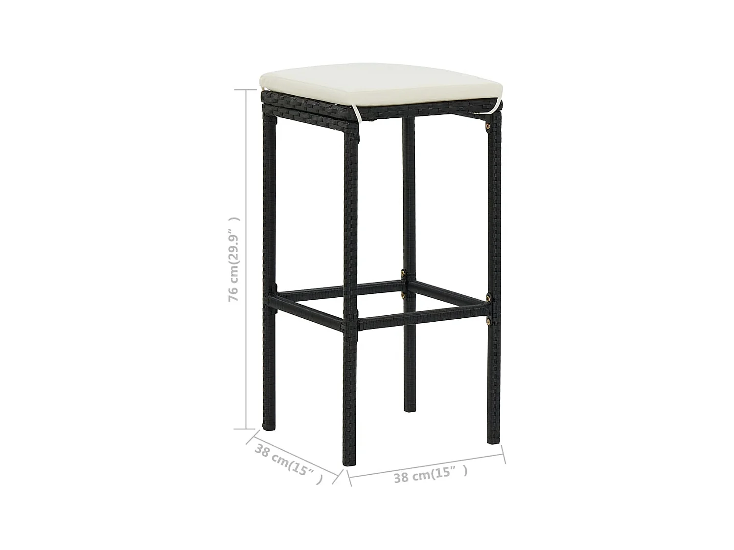 Juego de bar de 3 piezas, resina tejida negra