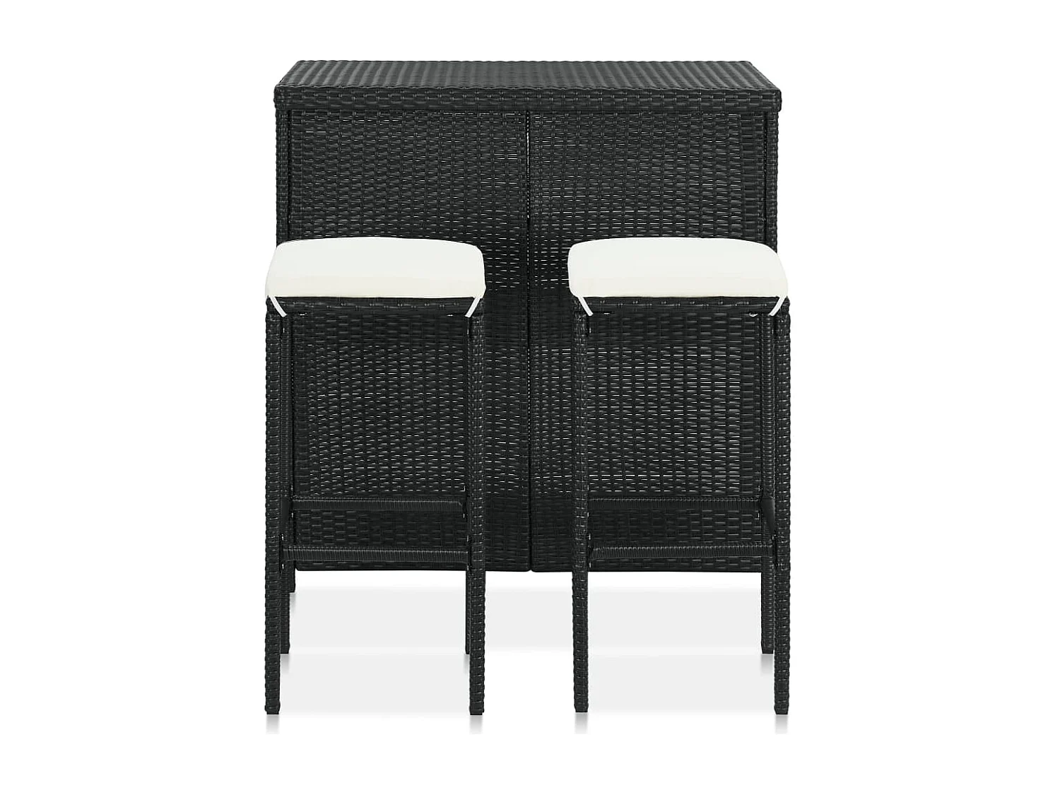 Set da bar da 3 pezzi, resina intrecciata nera