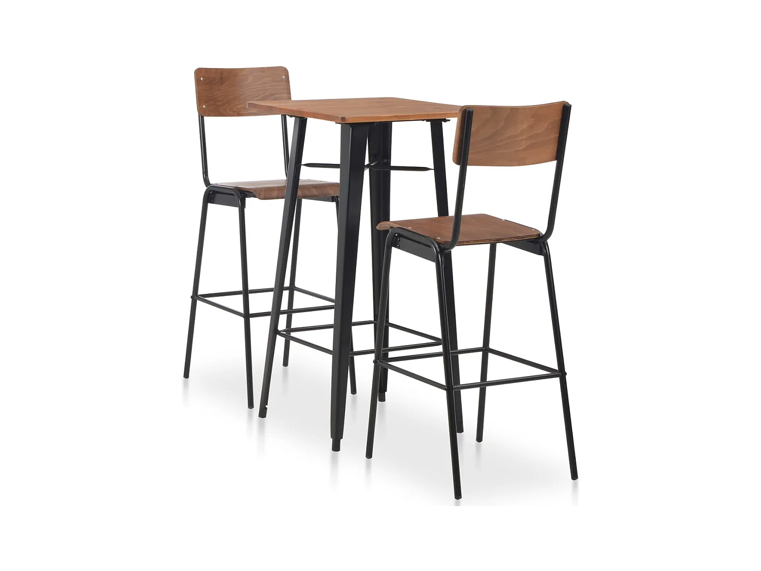 Conjunto de muebles de bar de 3 piezas Acero Marrón Negro