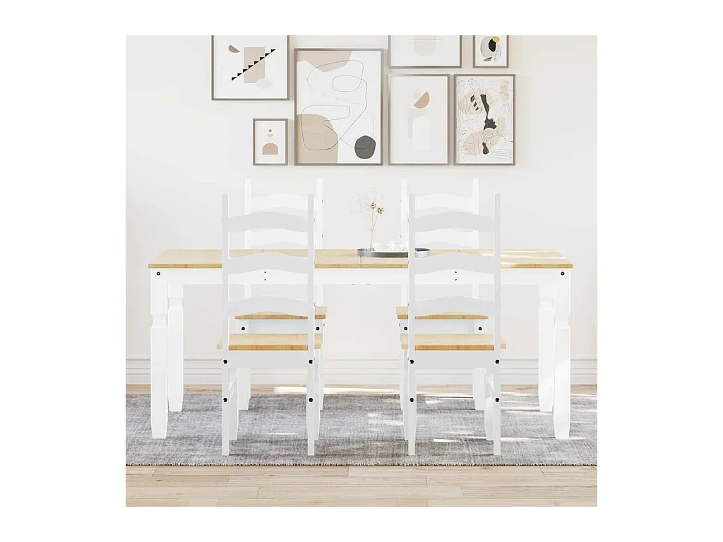 Juego de comedor Panamá de 5 piezas en madera maciza de pino blanco