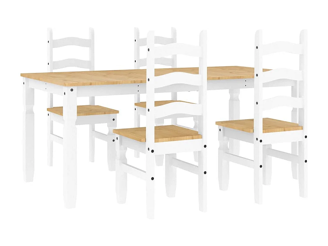 Ensemble à manger Panama 5 pcs blanc bois de pin massif