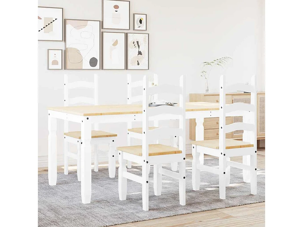 Ensemble à manger Panama 5 pcs blanc bois de pin massif