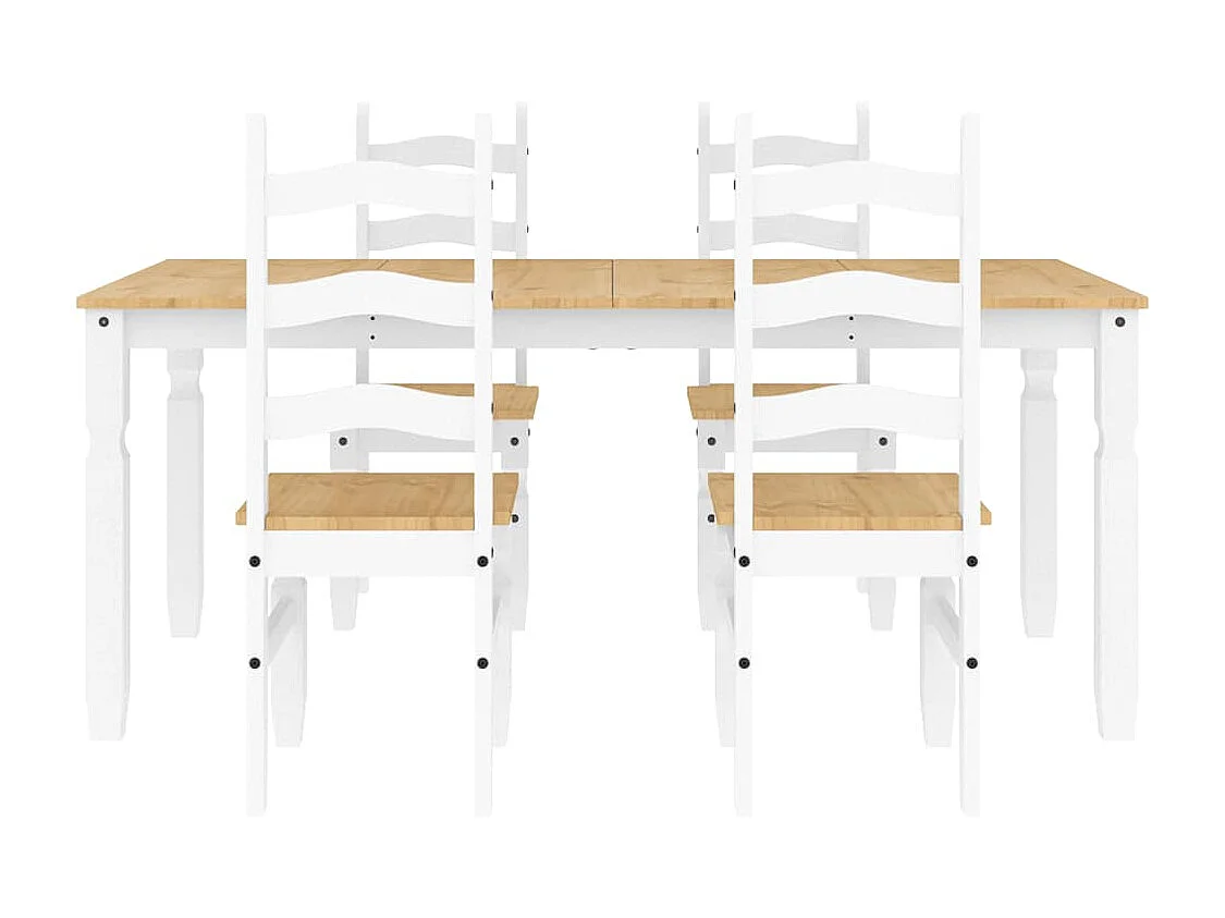 Ensemble à manger Panama 5 pcs blanc bois de pin massif