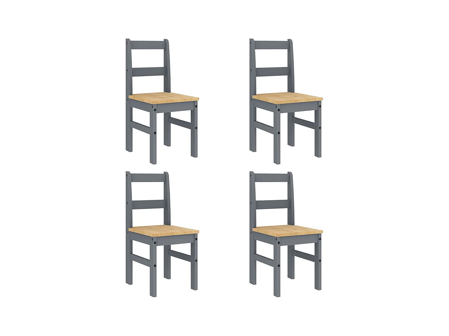 Juego de comedor Panamá de 5 piezas, gris, madera maciza de pino