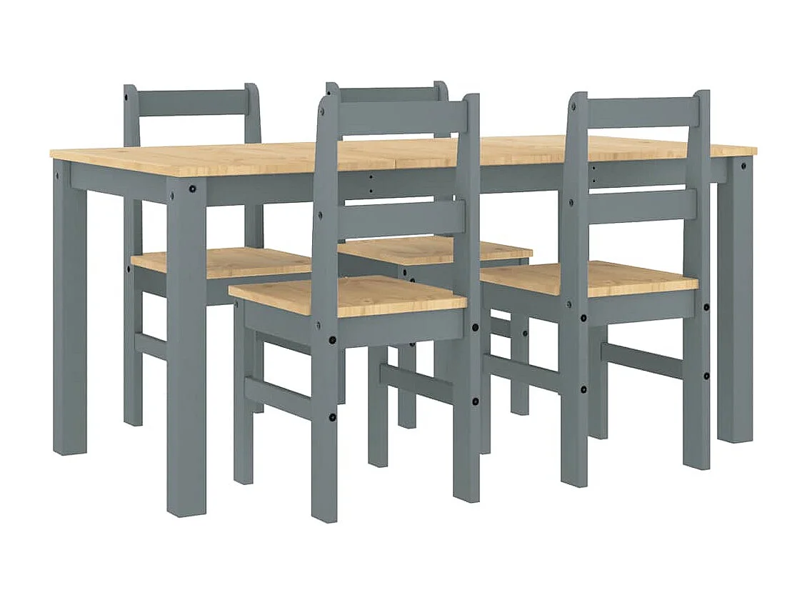 Ensemble à manger Panama 5 pcs gris bois de pin massif