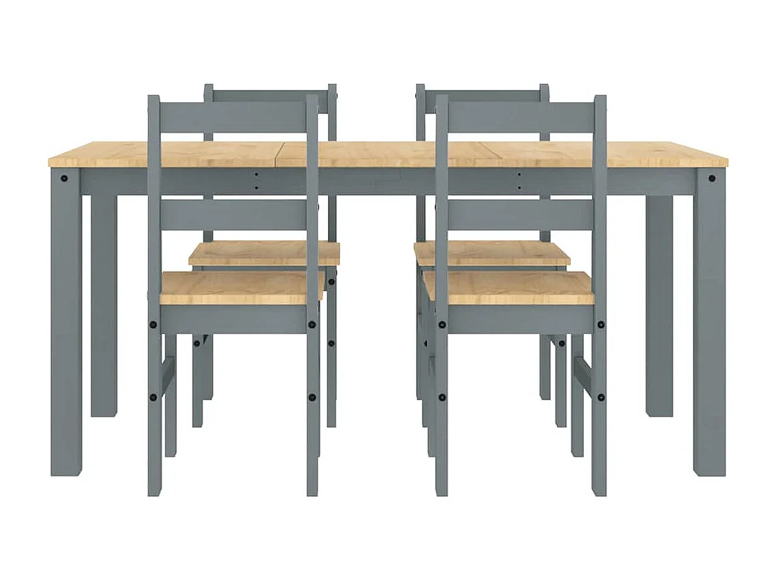 Ensemble à manger Panama 5 pcs gris bois de pin massif
