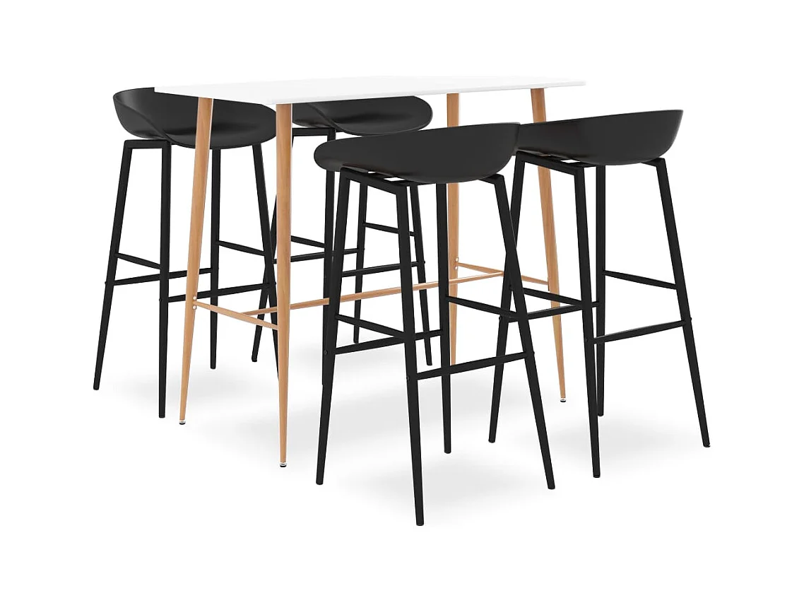 Juego de bar de 5 piezas, blanco y negro