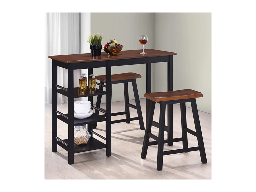 Juego de barra de 3 piezas de MDF negro