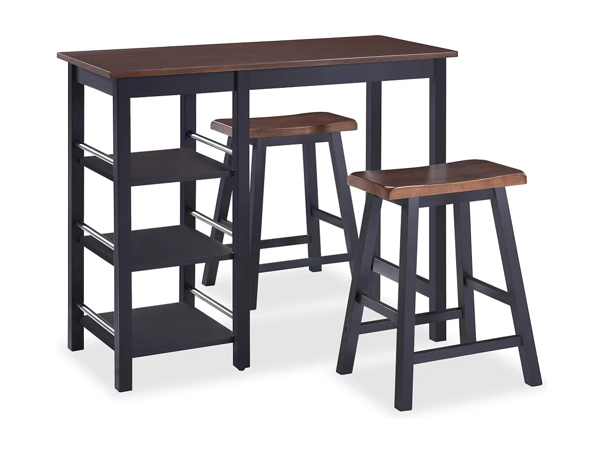 Juego de barra de 3 piezas de MDF negro