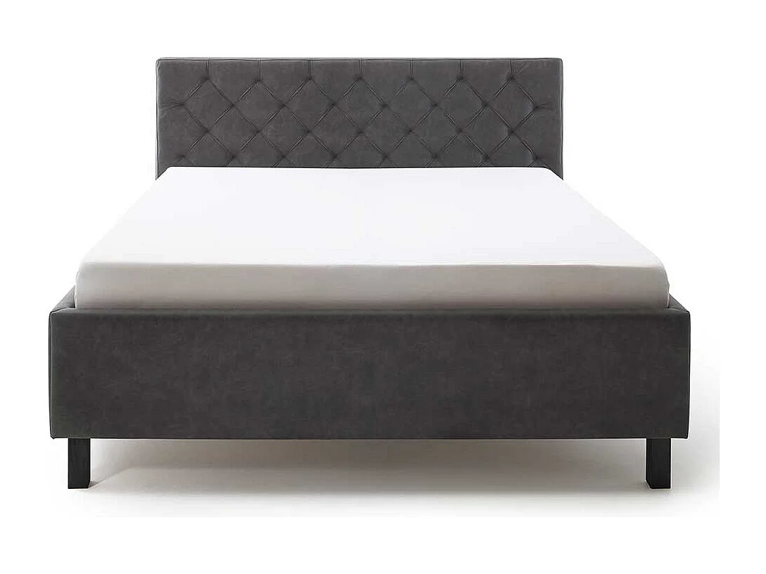 Gepolstertes Bett mit Stauraum in Anthrazit Schwarz
