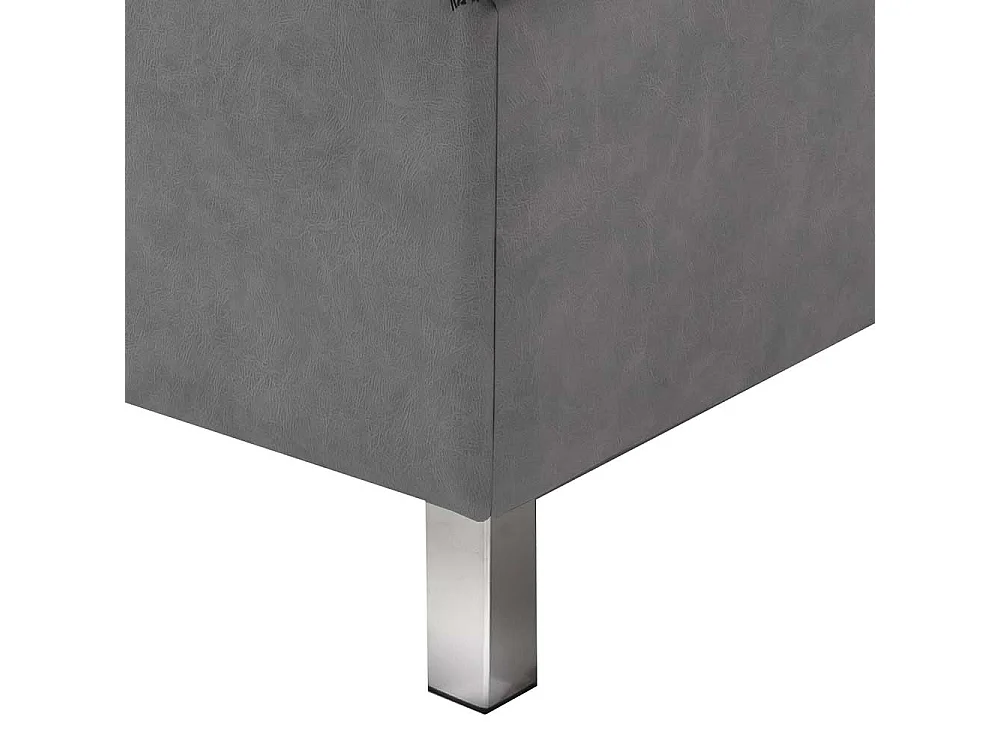 Stauraumbett mit Polsterkopfteil Hellgrau & Chromfarben