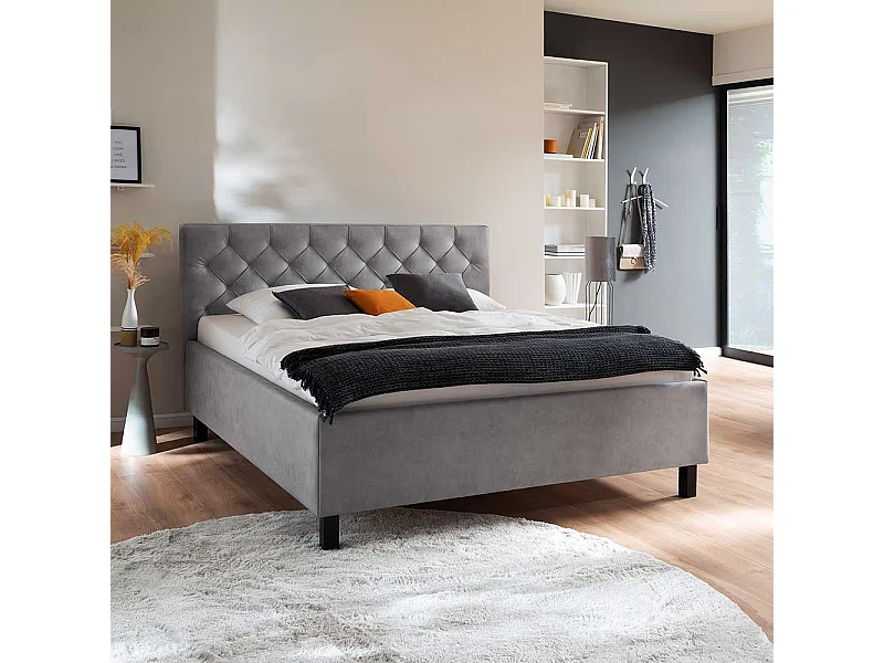 Stauraumbett in 160 und 180 cm Hellgrau