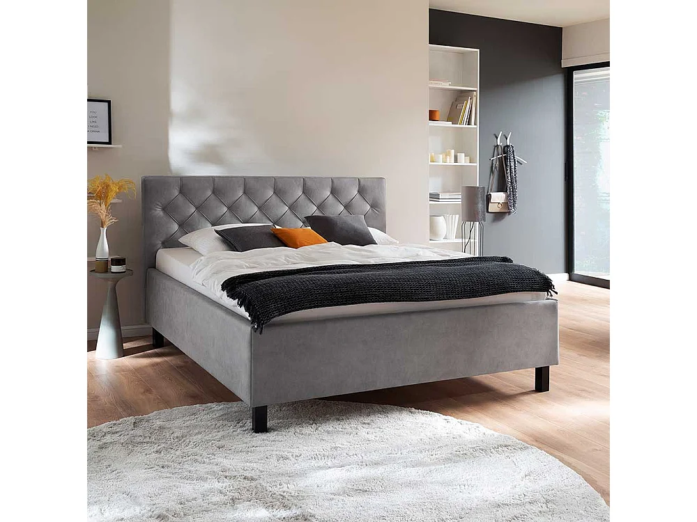 Stauraumbett in 160 und 180 cm Hellgrau