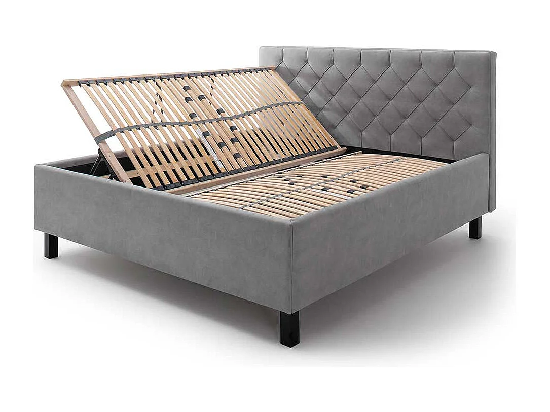 Stauraumbett in 160 und 180 cm Hellgrau