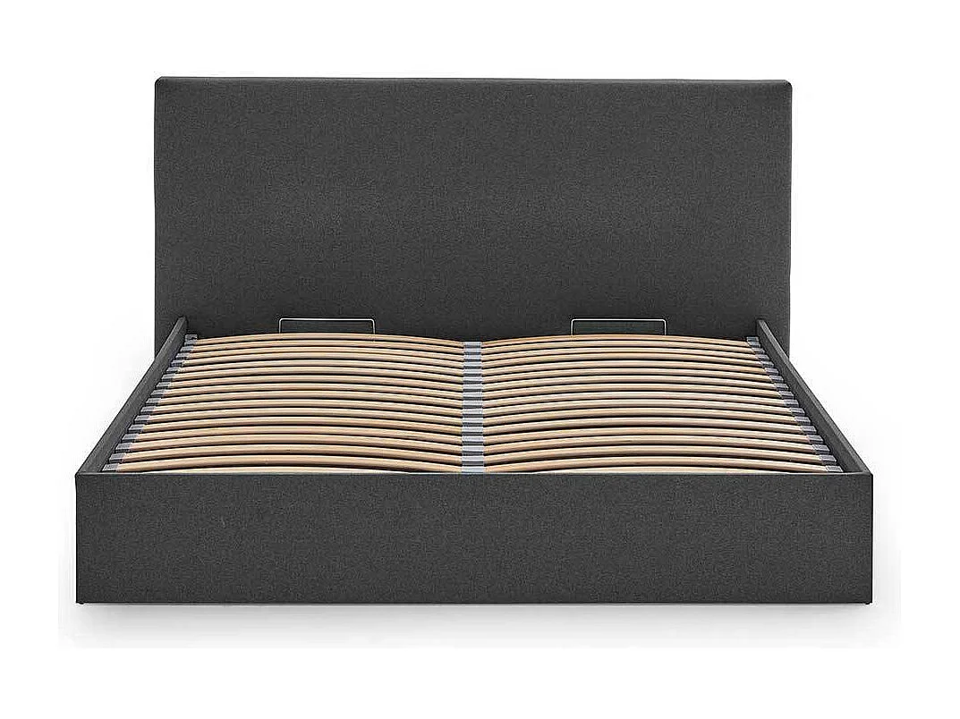 Stauraumbett Anthrazit Stoff in modernem Design 30 cm Einstiegshöhe