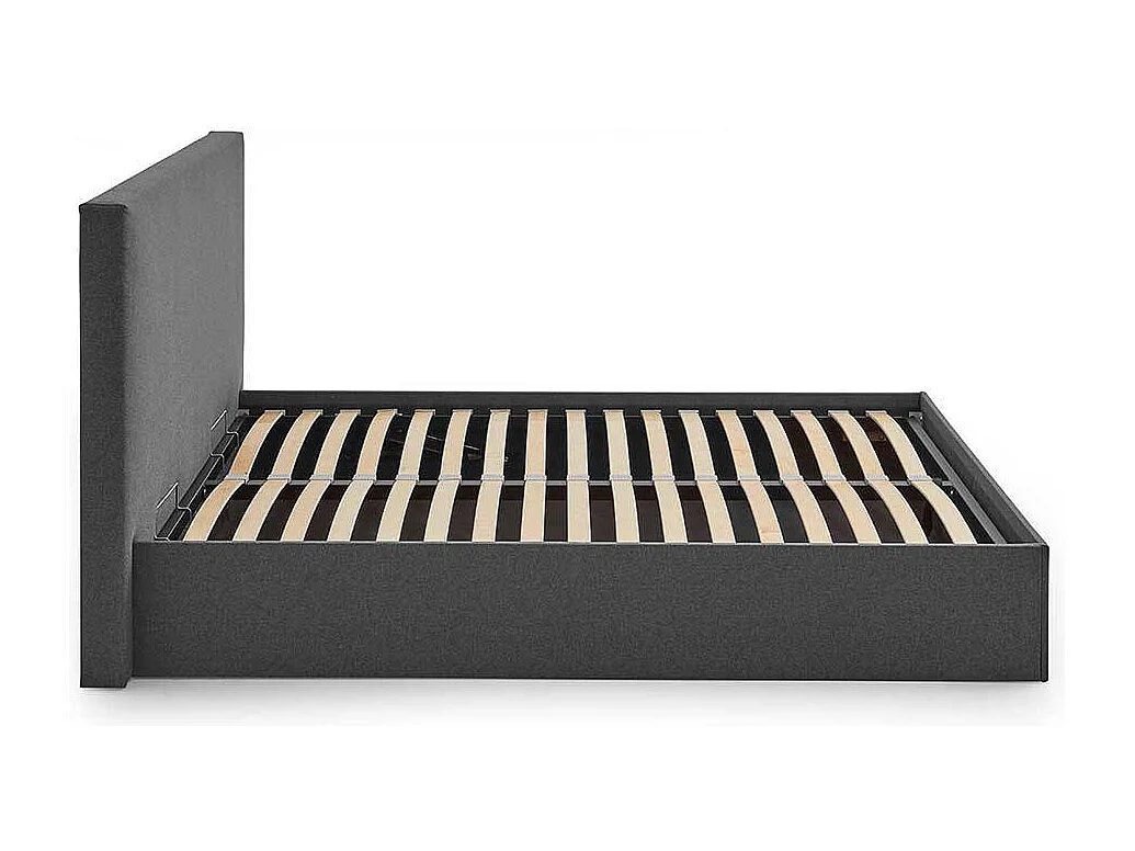 Stauraumbett Anthrazit Stoff in modernem Design 30 cm Einstiegshöhe