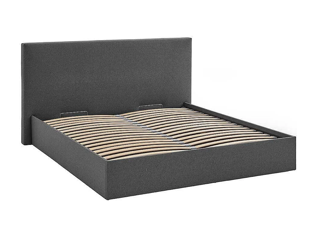 Stauraumbett Anthrazit Stoff in modernem Design 30 cm Einstiegshöhe