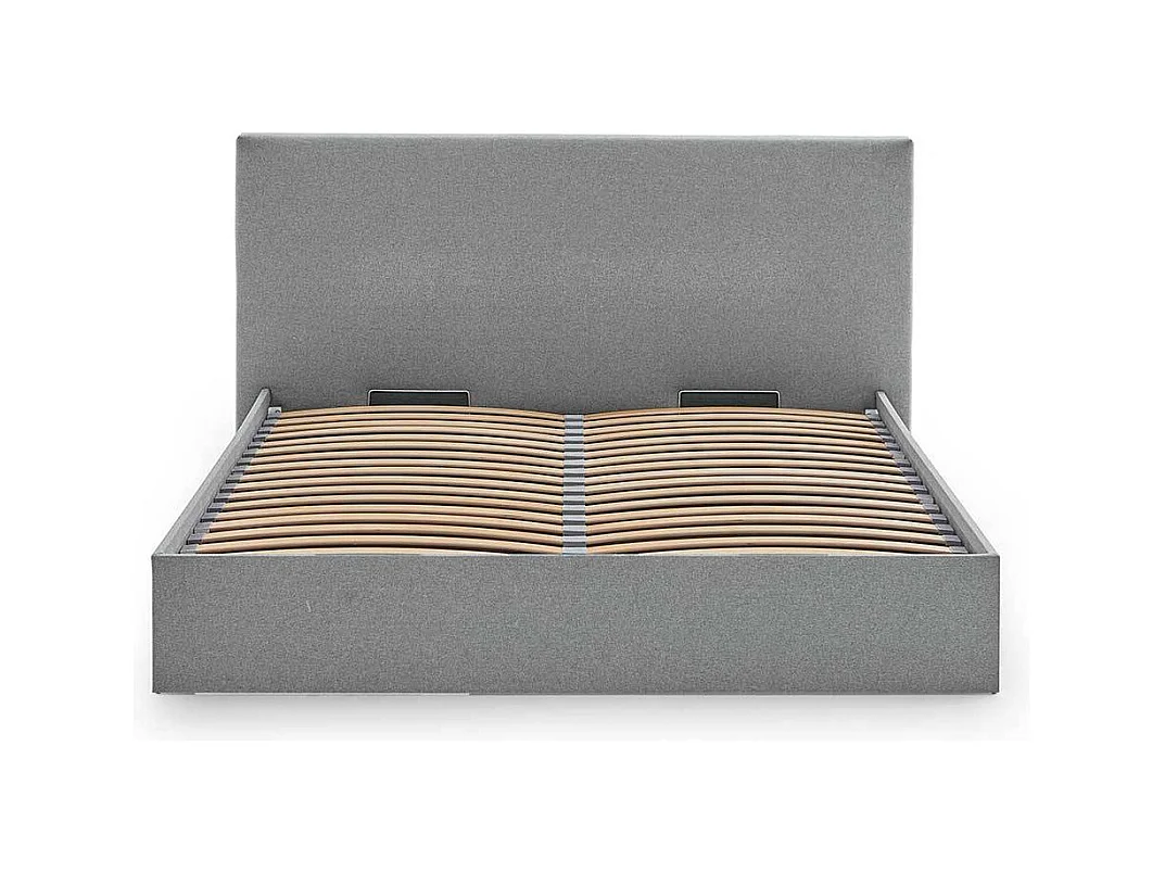 Stauraum Doppelbett Stoff in Hellgrau 107 cm hoch - 213 cm tief