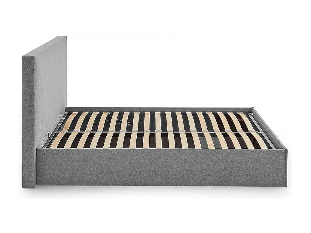 Stauraum Doppelbett Stoff in Hellgrau 107 cm hoch - 213 cm tief