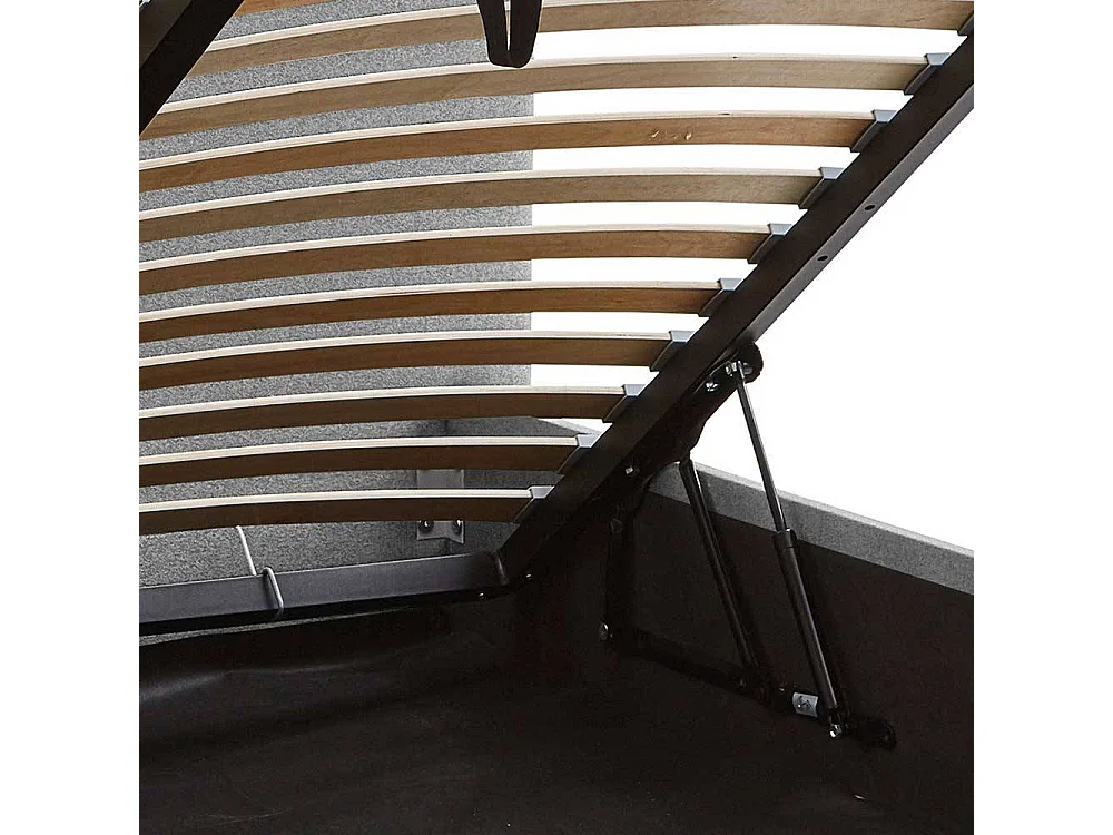 Stauraum Doppelbett Stoff in Hellgrau 107 cm hoch - 213 cm tief