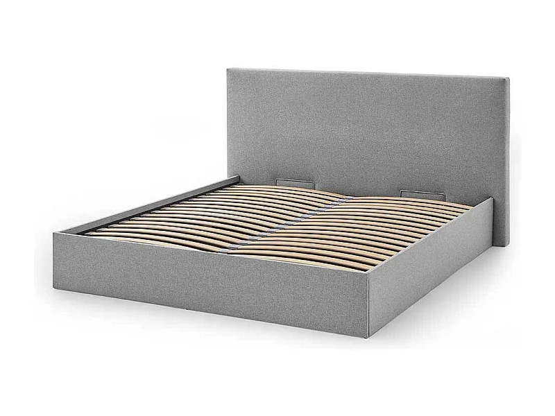 Stauraum Doppelbett Stoff in Hellgrau 107 cm hoch - 213 cm tief