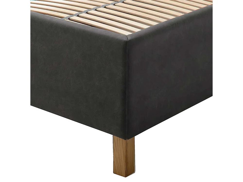 Polster Stauraumbett in Anthrazit Vierfußgestell aus Eiche