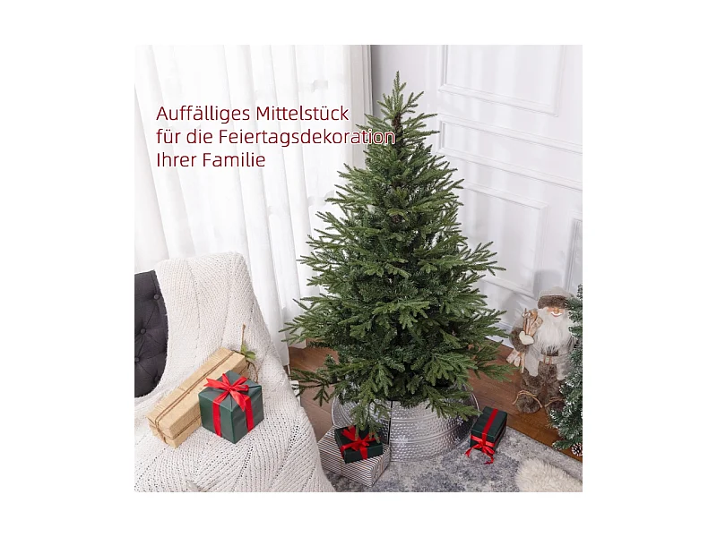 Kunstkerstboom, 150 cm, realistische takken, brandvertragend, met metalen voet, wit, (Ø95 x 150H cm)