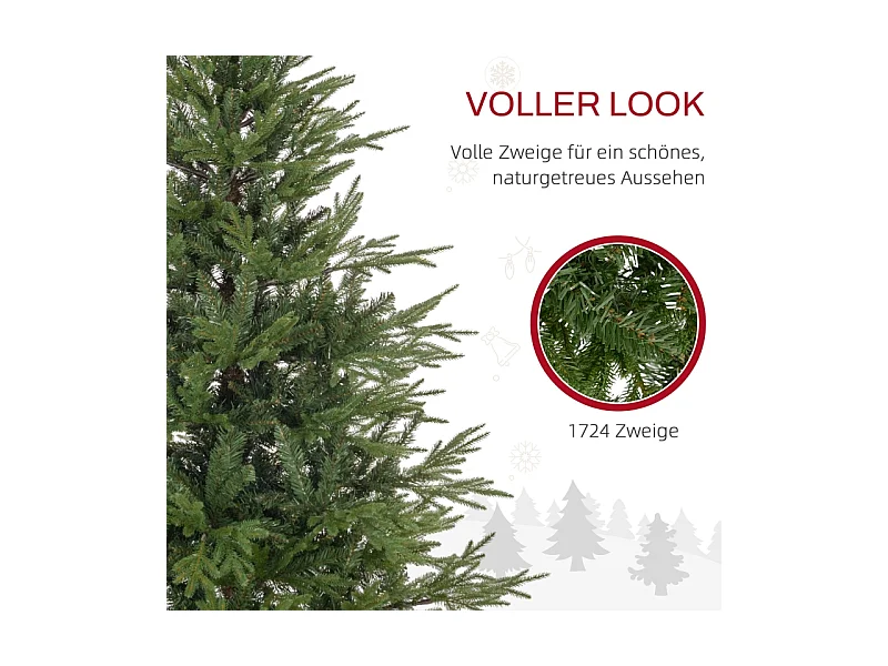 Kunstkerstboom, 150 cm, realistische takken, brandvertragend, met metalen voet, wit, (Ø95 x 150H cm)