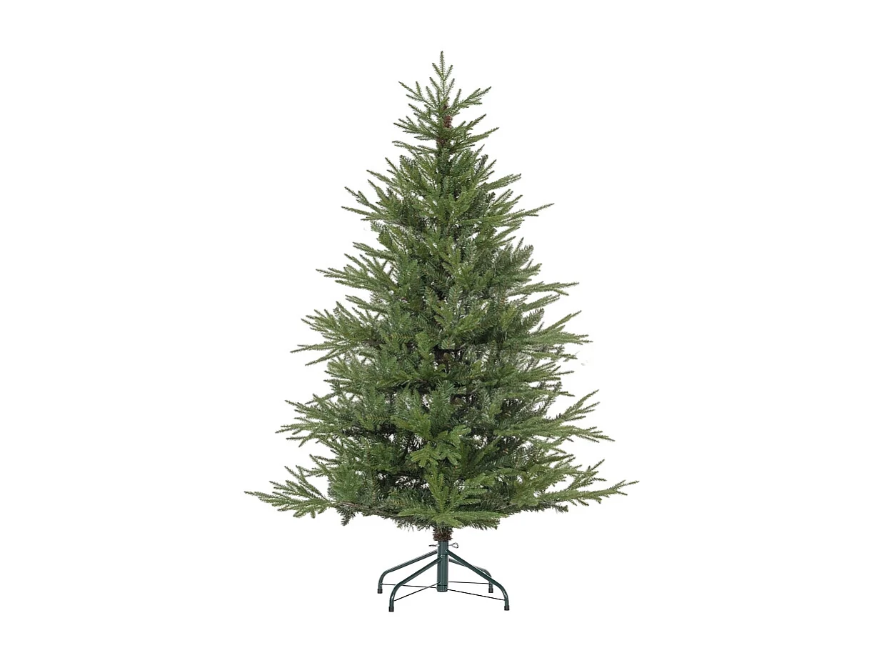 Arbre de Noël artificiel, 150 cm, branches réalistes, flammantrésistant, avec pied en métal, blanc, (Ø95 x 150H cm)