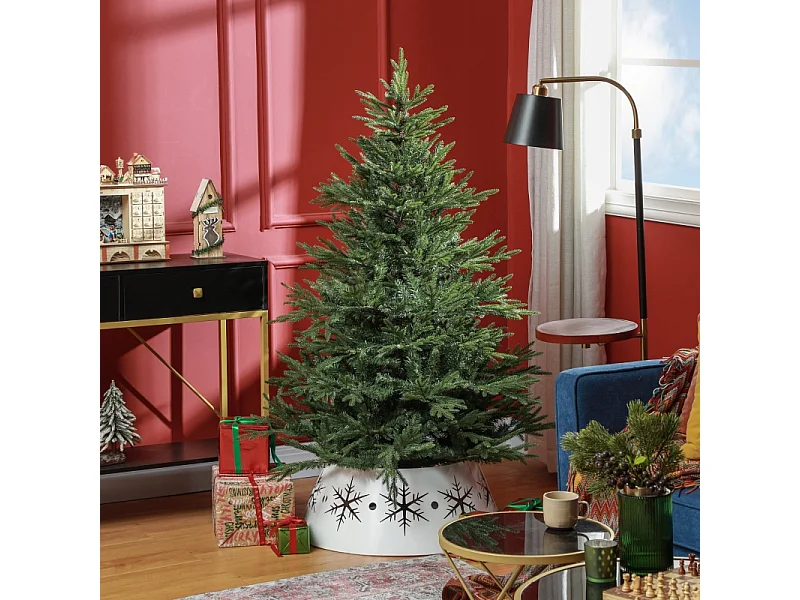 Arbre de Noël artificiel, 150 cm, branches réalistes, flammantrésistant, avec pied en métal, blanc, (Ø95 x 150H cm)