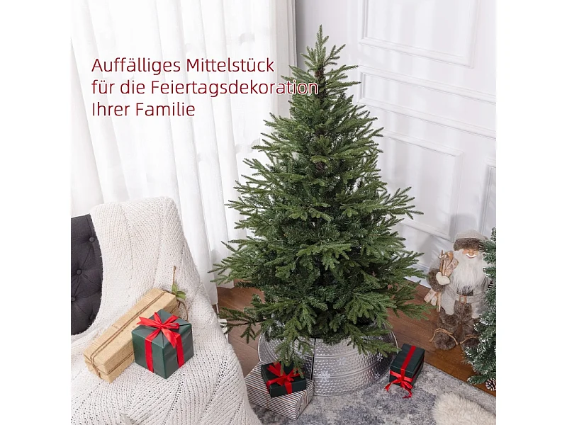 Arbre de Noël artificiel, 150 cm, branches réalistes, flammantrésistant, avec pied en métal, blanc, (Ø95 x 150H cm)