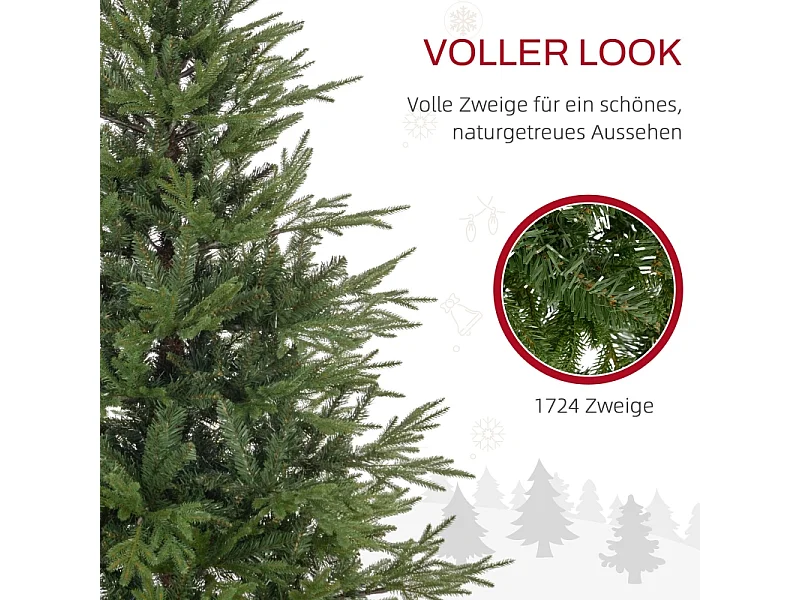 Arbre de Noël artificiel, 150 cm, branches réalistes, flammantrésistant, avec pied en métal, blanc, (Ø95 x 150H cm)