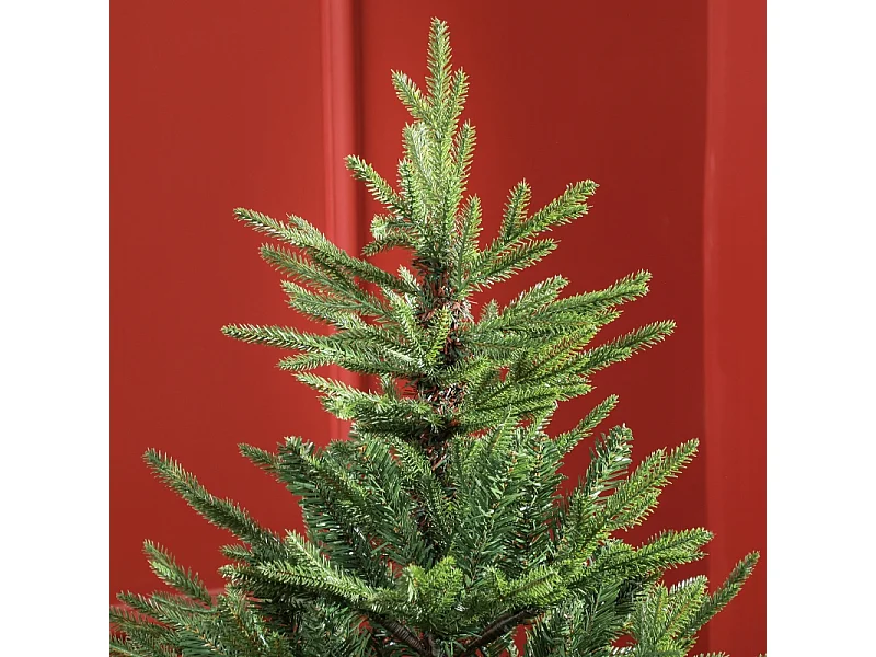 Arbre de Noël artificiel, 150 cm, branches réalistes, flammantrésistant, avec pied en métal, blanc, (Ø95 x 150H cm)