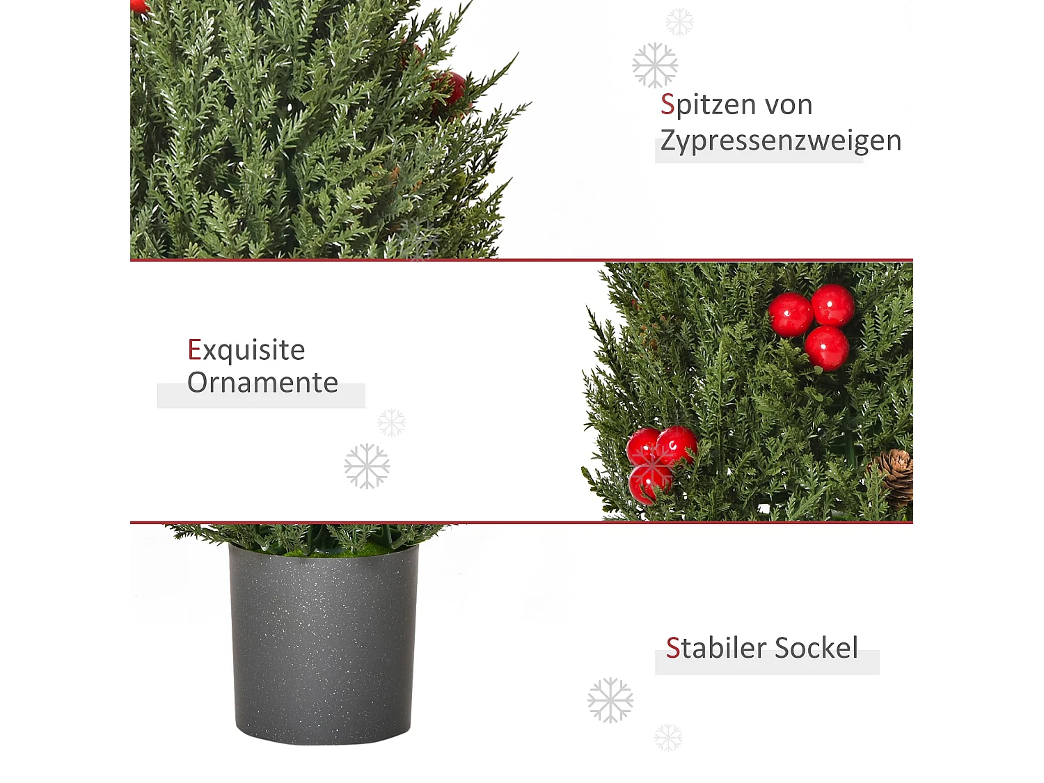 Árbol de Navidad artificial 50 cm con 170 ramas, decorado, PVC, verde (Ø27 x 47 cm)