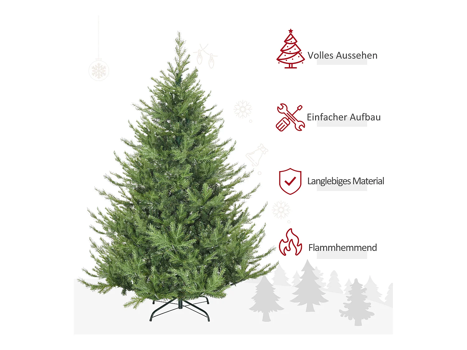 Kunstkerstboom 180 cm met sneeuw, 1942 takken, groen (136x136x180 cm)