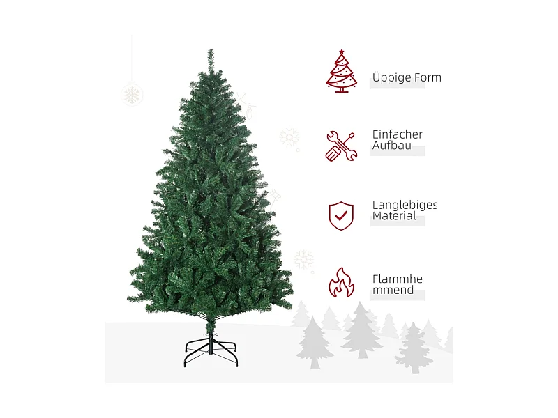 Kunstkerstboom, PVC, 1000 takken, met metalen voet, groen (120x120x180 cm)