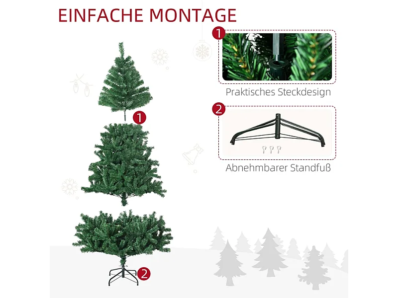 Kunstkerstboom, PVC, 1000 takken, met metalen voet, groen (120x120x180 cm)