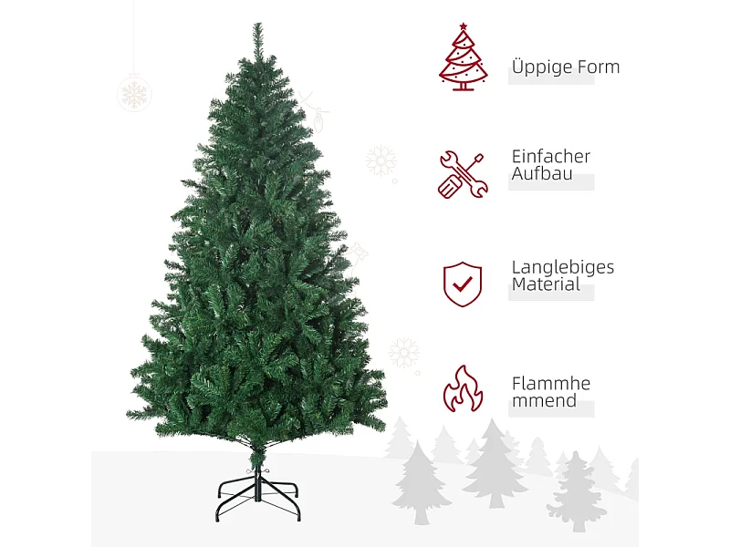 Árbol de Navidad artificial, PVC, 1000 ramas, con base de metal, verde (120x120x180 cm)